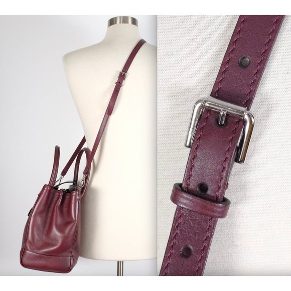 Ralph Lauren Purple Label Collection bag handbag Ricky soft burgundy open top - Picture 11 of 16